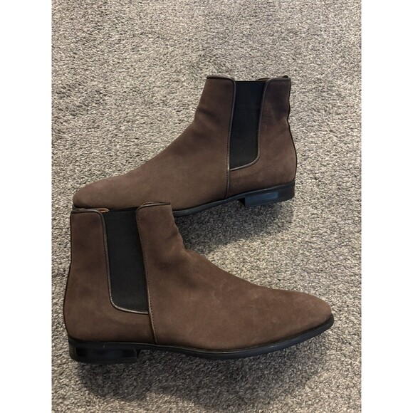 AQUATALIA Adrian Men’s Chelsea Boots Brown Suede Leather 11 US MADE IN ITALY - Picture 6 of 9